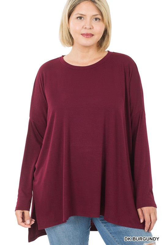 Plus Dolman Long Sleeve Round Neck Top - Zenana