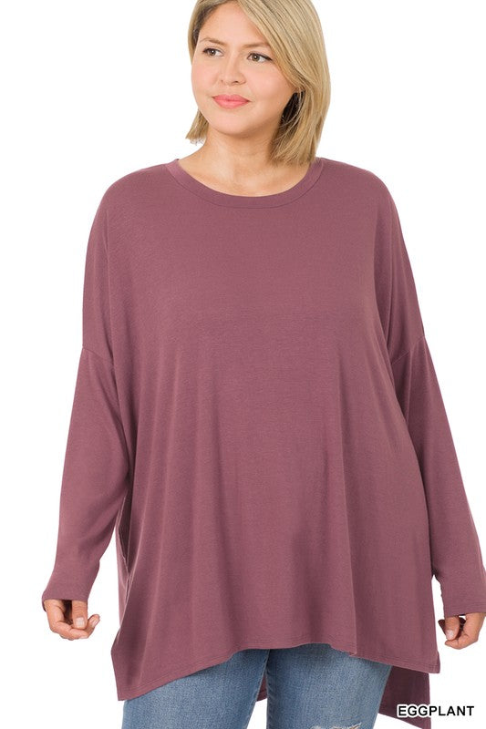 Plus Dolman Long Sleeve Round Neck Top - Zenana