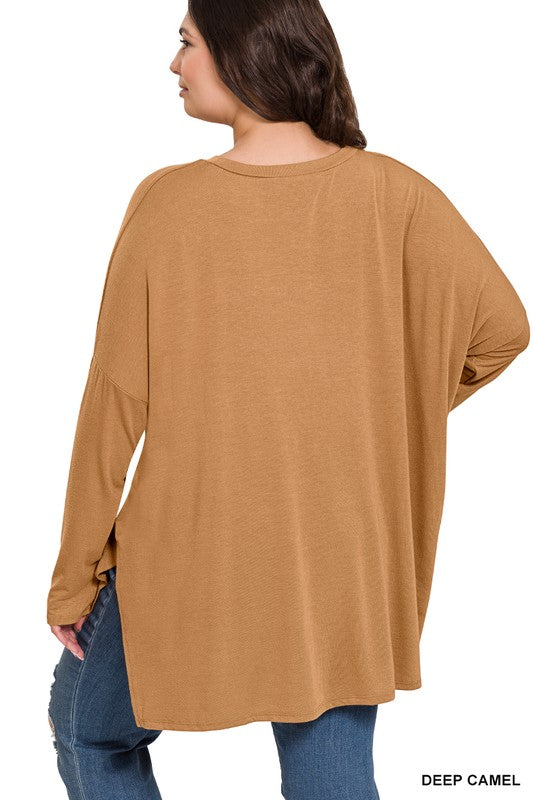 Plus Dolman Long Sleeve Round Neck Top - Zenana