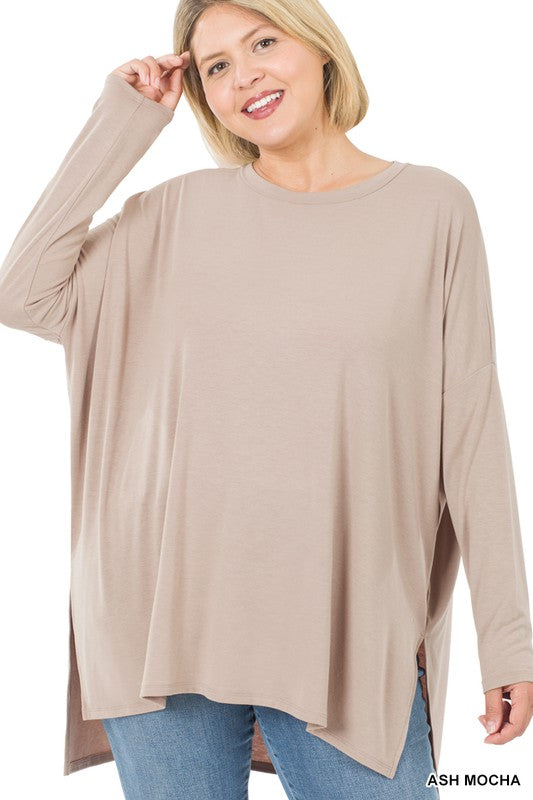 Plus Dolman Long Sleeve Round Neck Top - Zenana