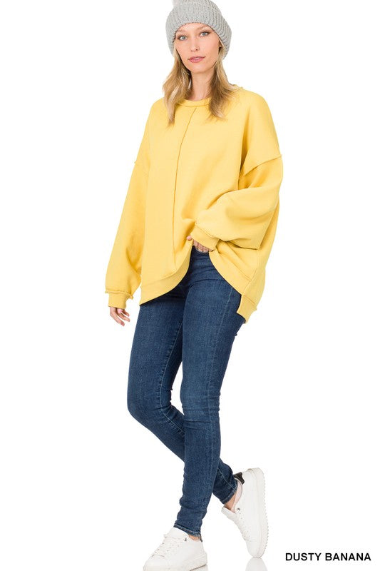 Oversized Exposed-Seam Sweatshirt - Zenana