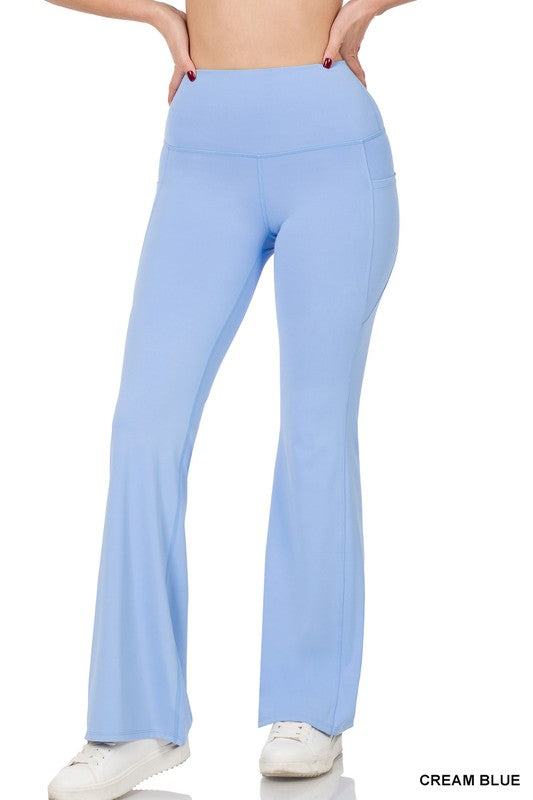 Athletic Wide Waistband Flare Yoga Pants - Zenana