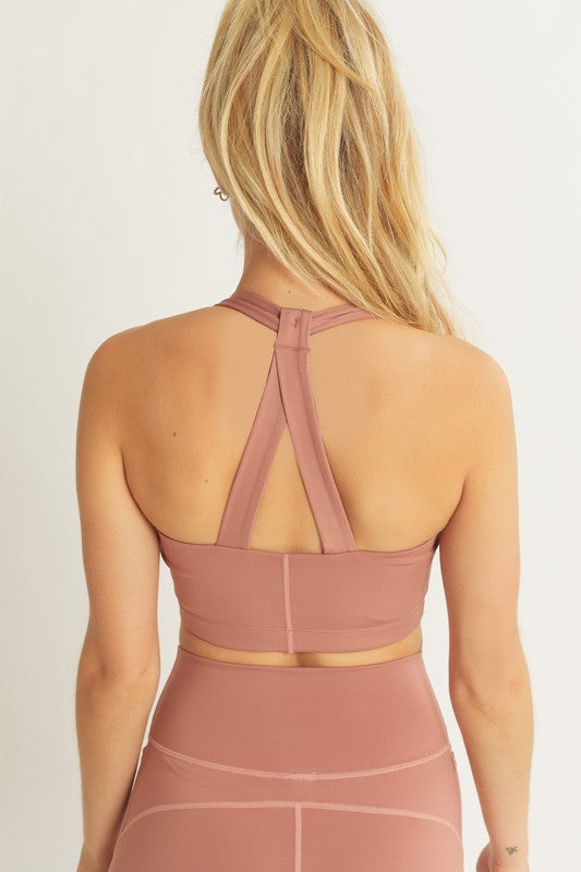 Activewear Crop Halter Back Detail Top - Love Tree