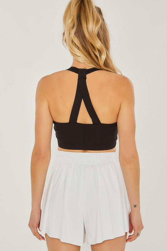 Activewear Crop Halter Back Detail Top - Love Tree