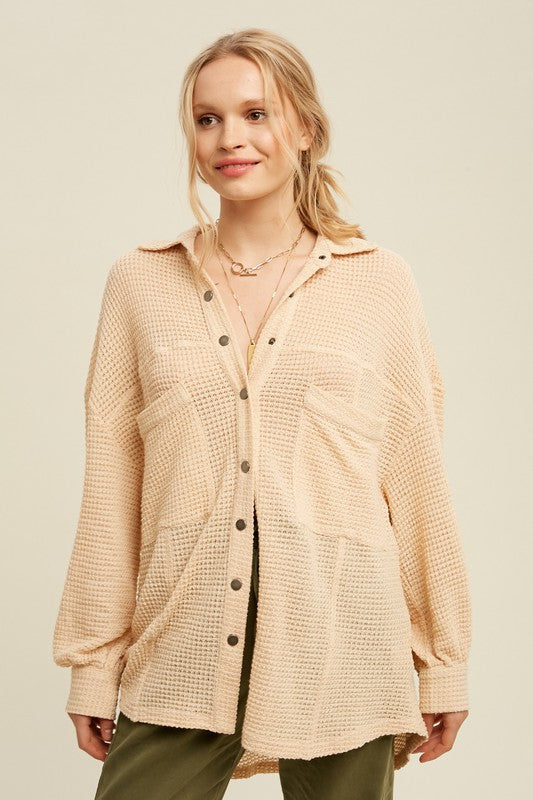 Soft Thermal Knit Shacket Top - Listicle