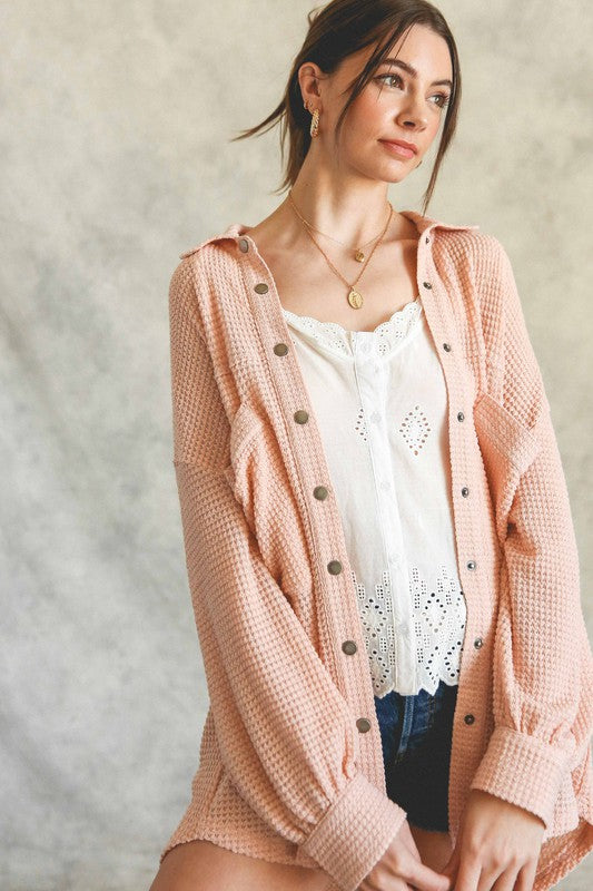 Soft Thermal Knit Shacket Top - Listicle