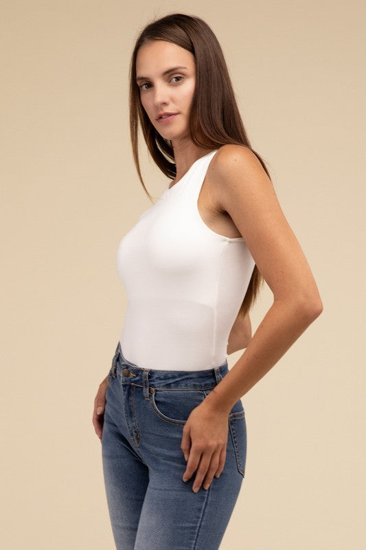 Boat Neck Sleeveless Padded Bodysuit - Zenana