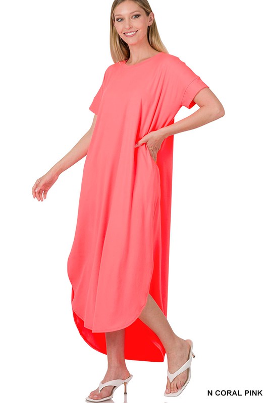 Brushed DTY Short Sleeve Maxi Dress - Zenana