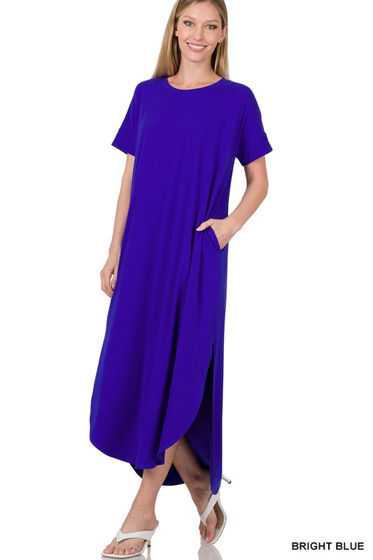 Brushed DTY Short Sleeve Maxi Dress - Zenana