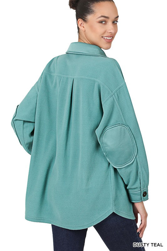 Oversized Basic Fleece Shacket - Zenana