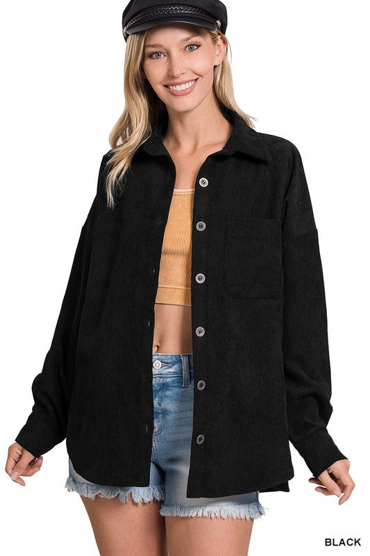 Oversized Corduroy Shacket - Zenana