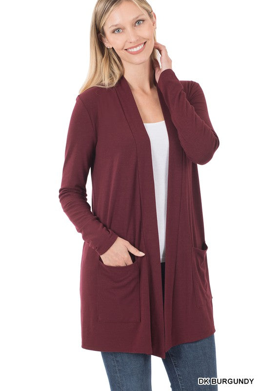 Slouchy Pocket Open Cardigan - Zenana