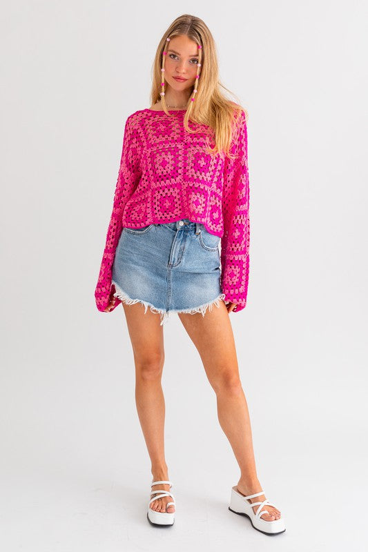 Long Sleeve Crochet Top - Le Lis