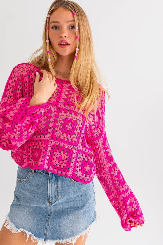 Long Sleeve Crochet Top - Le Lis