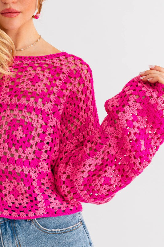 Long Sleeve Crochet Top - Le Lis