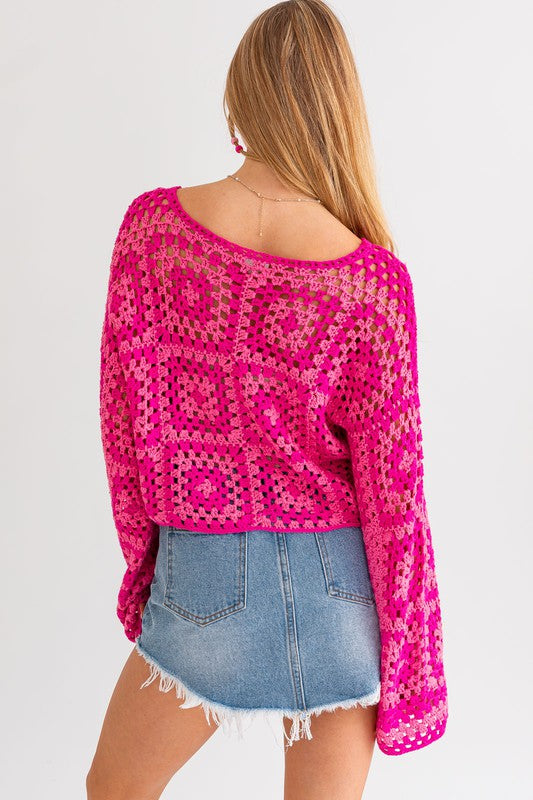 Long Sleeve Crochet Top - Le Lis