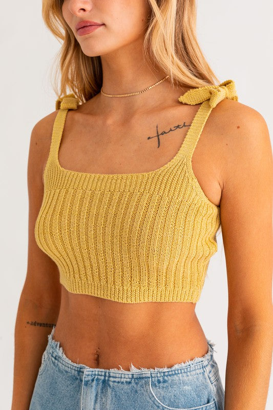 Shoulder Tie Knit Tank - Le Lis