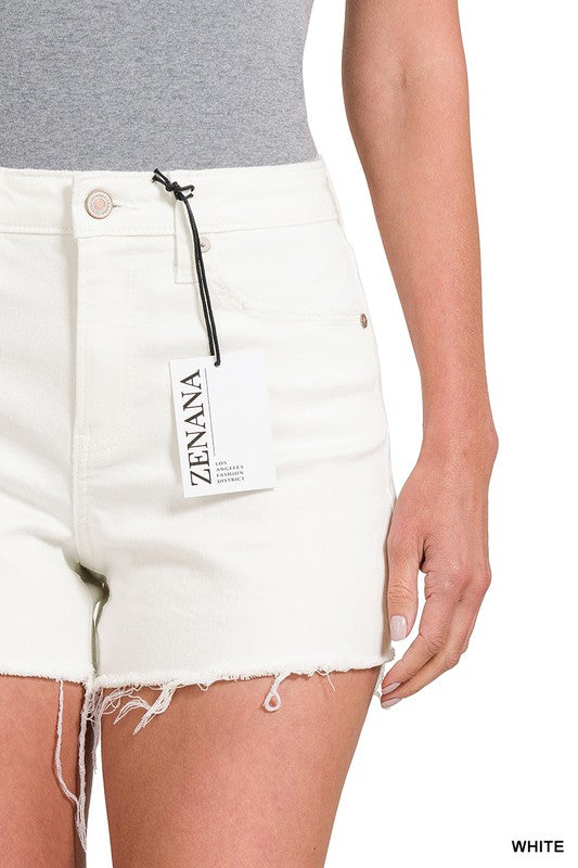 Raw Hem White Denim Shorts - Size Small - Zenana