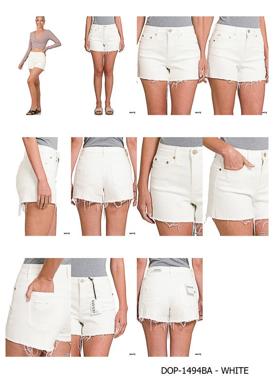 Raw Hem White Denim Shorts - Size Small - Zenana