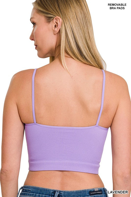 Ribbed Seamless Cropped Cami with Bra Pads - Zenana