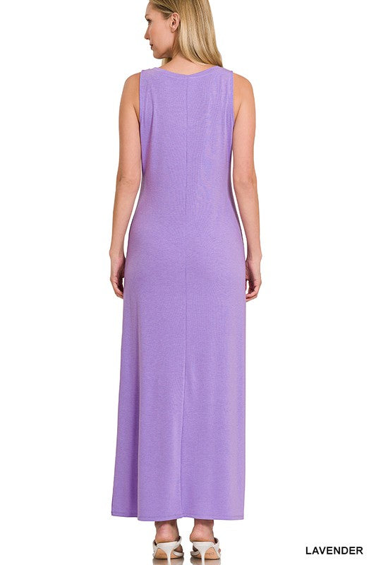 Sleeveless Flared Scoop Neck Maxi Dress - Zenana