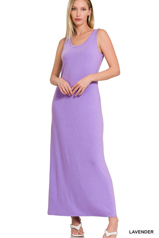 Sleeveless Flared Scoop Neck Maxi Dress - Zenana