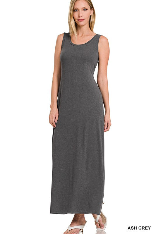 Sleeveless Flared Scoop Neck Maxi Dress - Zenana