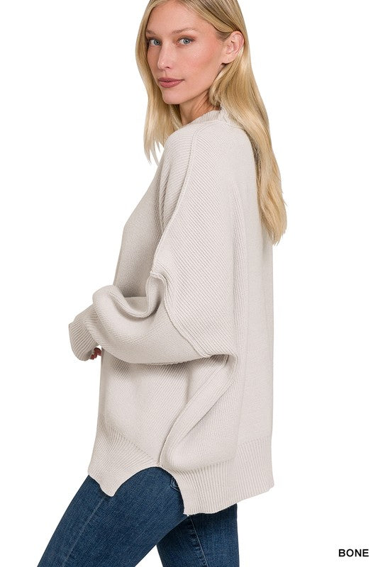 Side Slit Oversized Sweater - Zenana