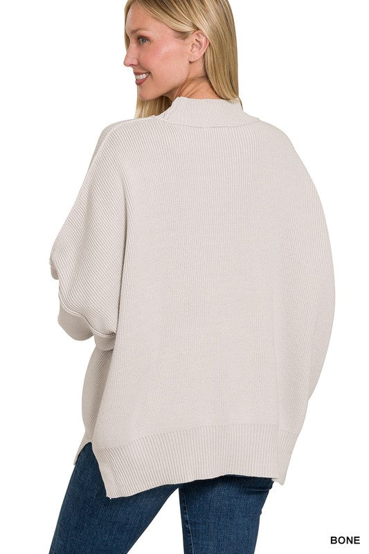 Side Slit Oversized Sweater - Zenana