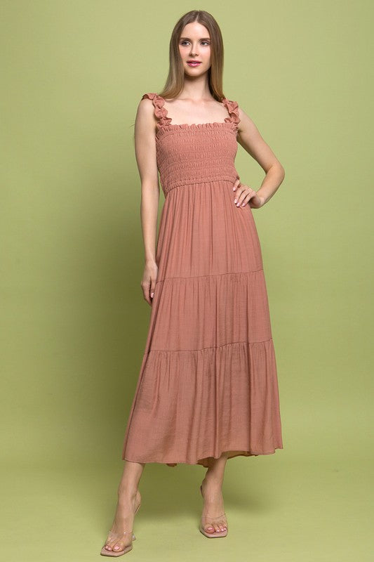 Smocked Bodice Maxi Dress - Love Tree