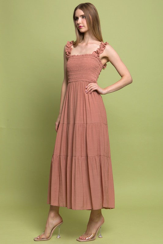 Smocked Bodice Maxi Dress - Love Tree