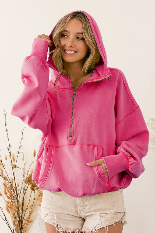 Stitch Detailed Elastic Hem Hoodie - BiBi