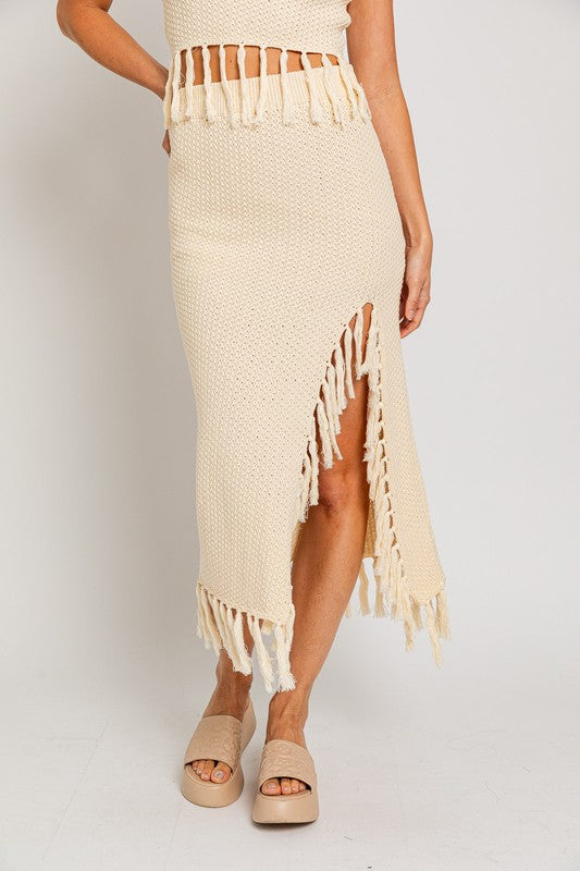 Tassel Detail Sweater Midi Skirt - Le Lis