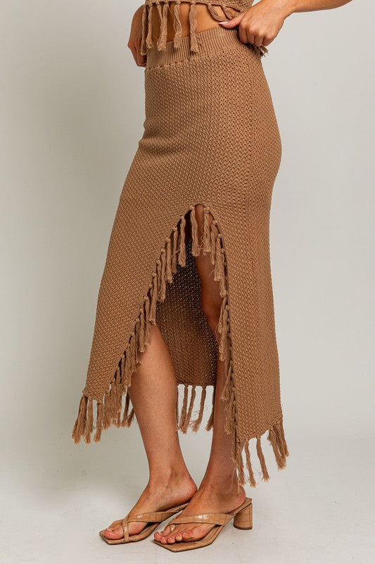 Tassel Detail Sweater Midi Skirt - Le Lis