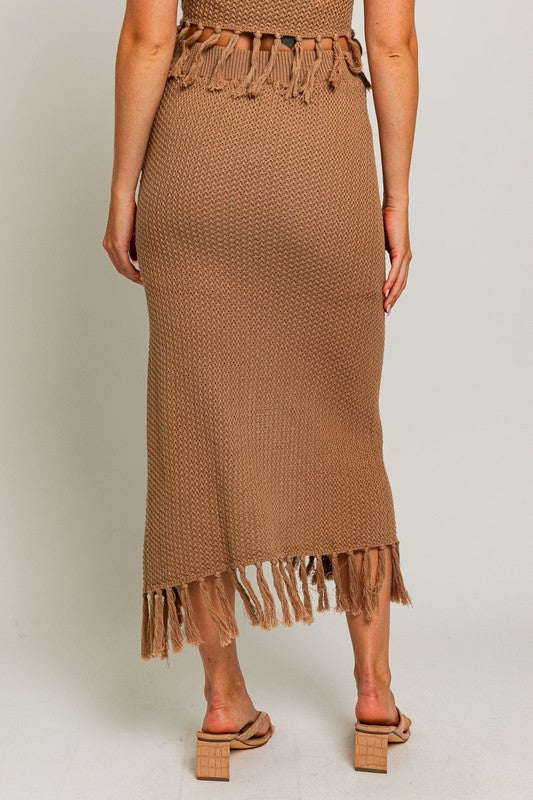 Tassel Detail Sweater Midi Skirt - Le Lis