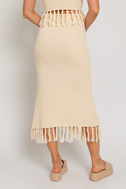 Tassel Detail Sweater Midi Skirt - Le Lis