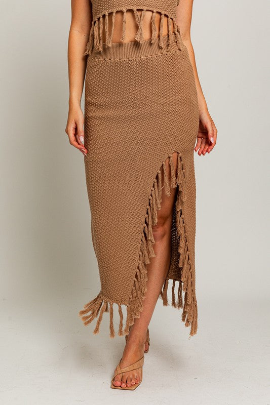 Tassel Detail Sweater Midi Skirt - Le Lis