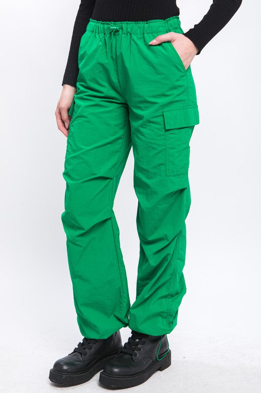 Loose Fit Parachute Cargo Pants - Love Tree