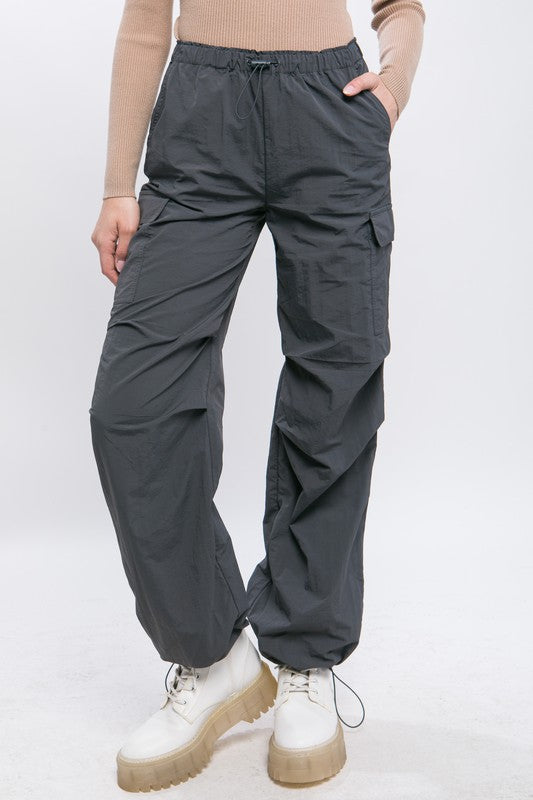 Loose Fit Parachute Cargo Pants - Love Tree