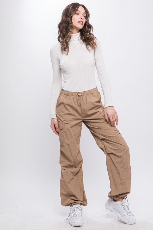 Loose Fit Parachute Cargo Pants - Love Tree