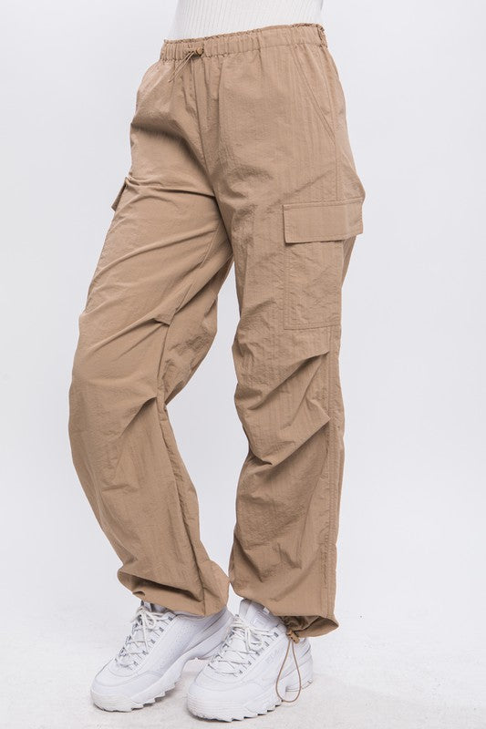 Loose Fit Parachute Cargo Pants - Love Tree