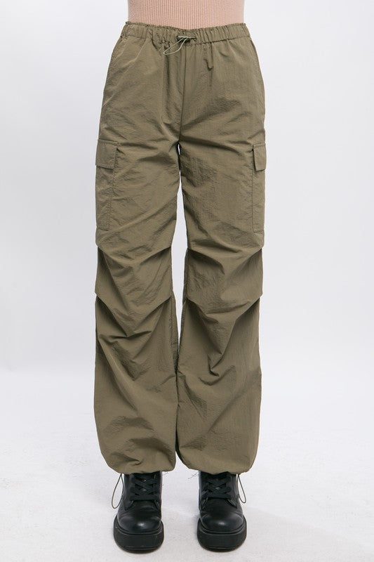 Loose Fit Parachute Cargo Pants - Love Tree