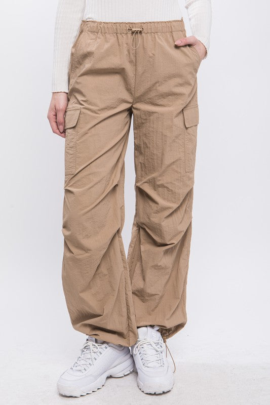 Loose Fit Parachute Cargo Pants - Love Tree