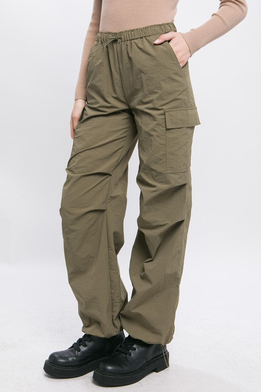 Loose Fit Parachute Cargo Pants - Love Tree