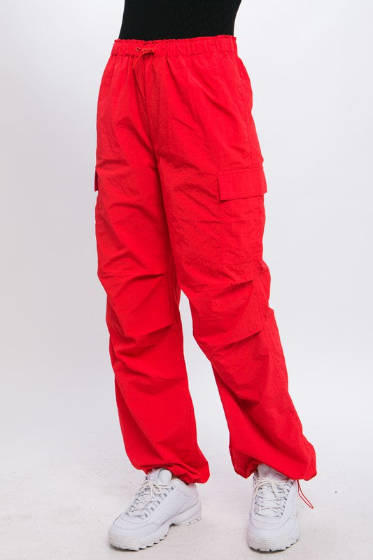 Loose Fit Parachute Cargo Pants - Love Tree