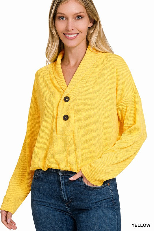 Textured Line Elastic Waist Pullover Top - Zenana