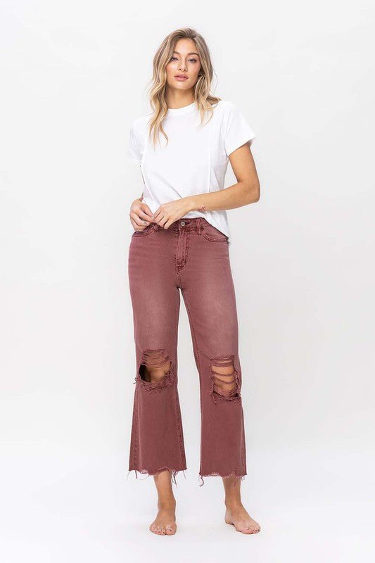 90S Vintage High Rise Crop Flare Jeans - Vervet By Flying Monkey