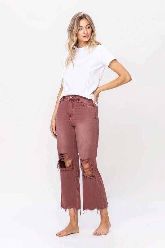 90S Vintage High Rise Crop Flare Jeans - Vervet By Flying Monkey