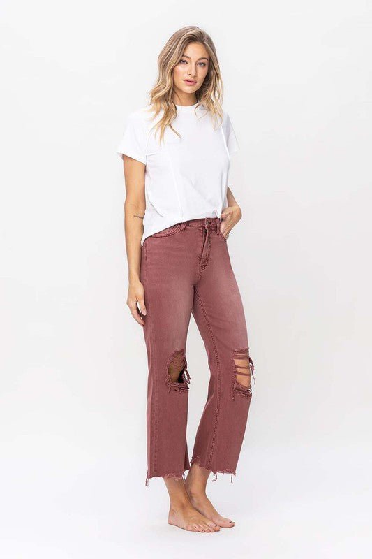 90S Vintage High Rise Crop Flare Jeans - Vervet By Flying Monkey