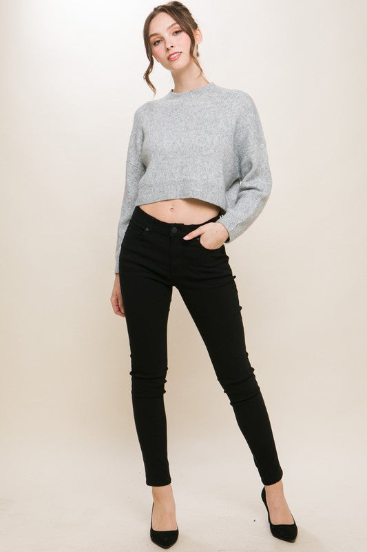 Wool Blend Cropped Sweater Top - Love Tree